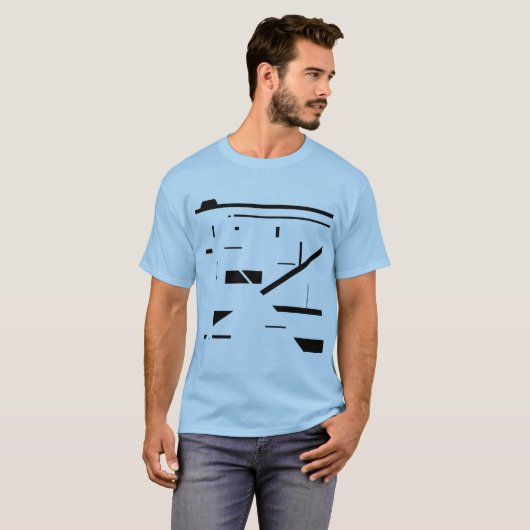 Zwart geometrisch Abstract Art MCM-geïnspireerd on T-shirt (Voorkant volledig)