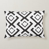 Zwart geometrisch concentrisch diamantvormpatroon accent kussen (Voorkant)