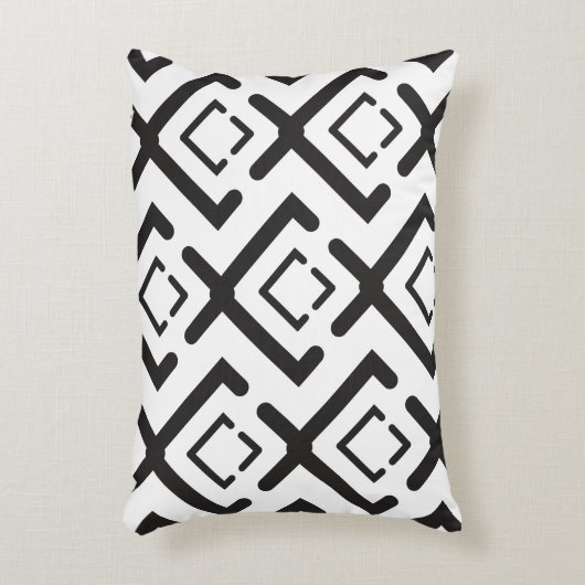 Zwart geometrisch concentrisch diamantvormpatroon accent kussen (Voorkant(Verticaal))