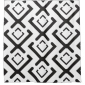 Zwart geometrisch concentrisch diamantvormpatroon douchegordijn (Voorkant)