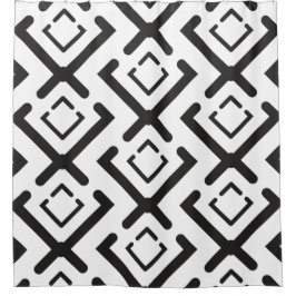 Zwart geometrisch concentrisch diamantvormpatroon douchegordijn