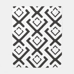Zwart geometrisch concentrisch diamantvormpatroon fleece deken