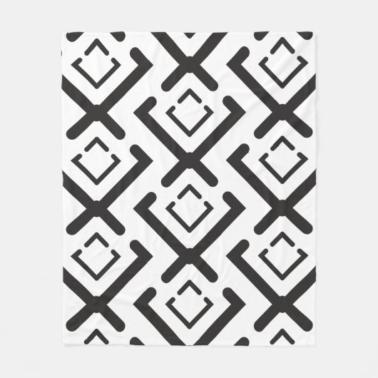 Zwart geometrisch concentrisch diamantvormpatroon fleece deken (Voorkant)