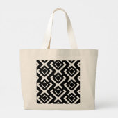 Zwart geometrisch concentrisch diamantvormpatroon grote tote bag (Achterkant)