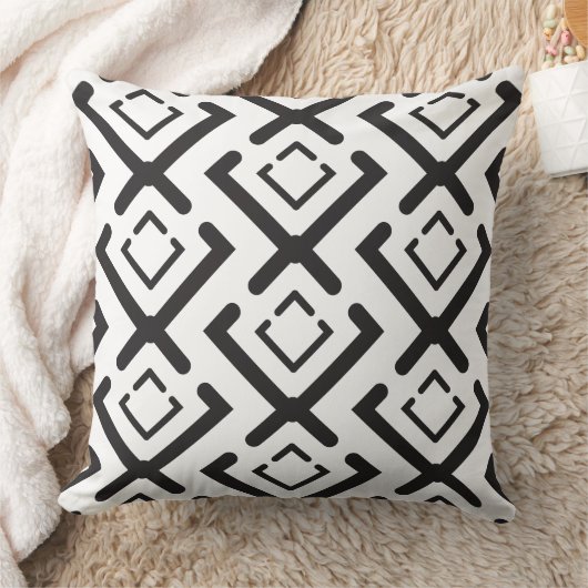 Zwart geometrisch concentrisch diamantvormpatroon kussen (Deken)