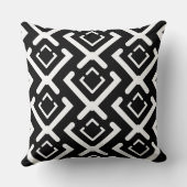 Zwart geometrisch concentrisch diamantvormpatroon kussen (Achterkant)