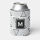 Zwart geometrisch driehoekspatroon Monogram Blikjeskoeler (Blikje Achterkant)