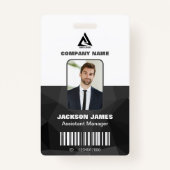 Zwart Geometrisch en wit Company Security ID Kaart Badge (Voorkant)