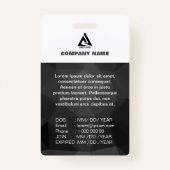 Zwart Geometrisch en wit Company Security ID Kaart Badge (Achterkant)