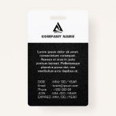 Zwart Geometrisch en wit Company Security ID Kaart Badge (Achterkant)