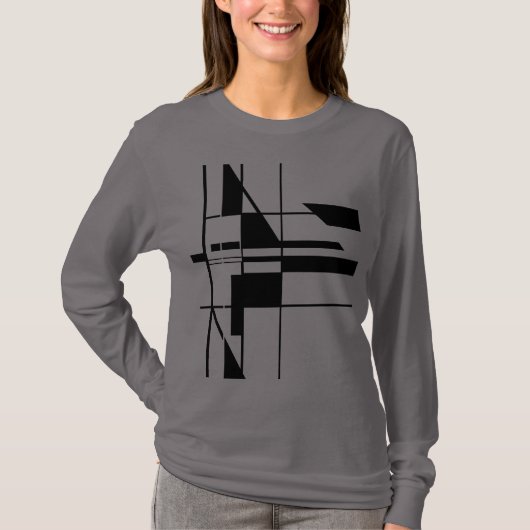 Zwart Geometrisch Gameboard MCM Look Abstracte Kun T-shirt (Voorkant)