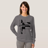 Zwart Geometrisch Gameboard MCM Look Abstracte Kun T-shirt (Voorkant volledig)