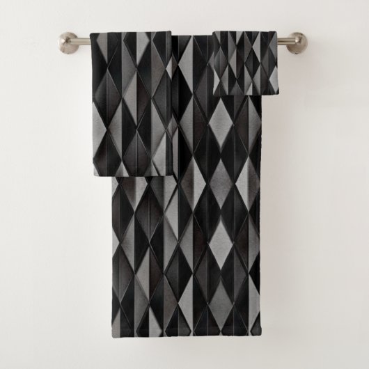 Zwart geometrisch patroon | bad handdoek (Insitu)