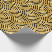 Zwart geometrisch patroon goudachtergrond cadeaupapier (Hoek)