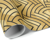 Zwart geometrisch patroon goudachtergrond cadeaupapier (Rol Hoek)