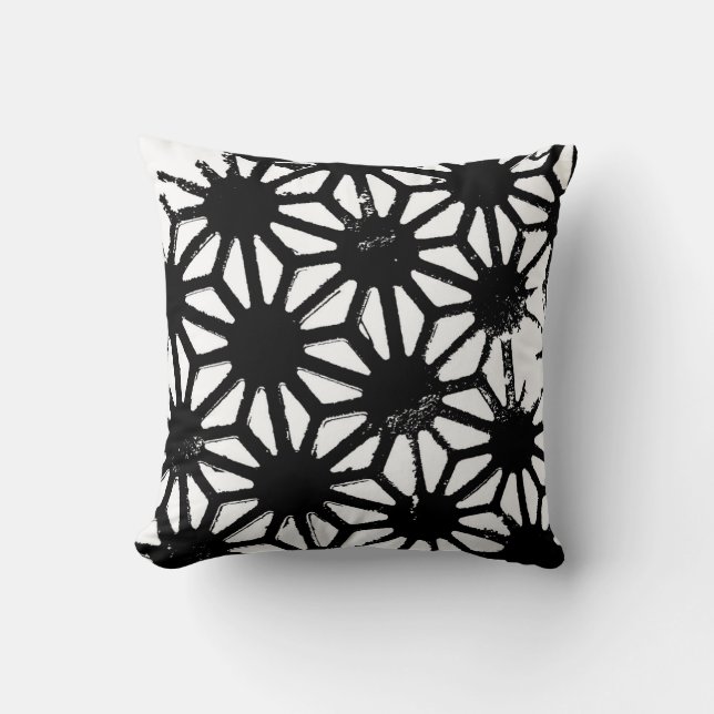 Zwart geometrisch patroon kussen (Voorkant)