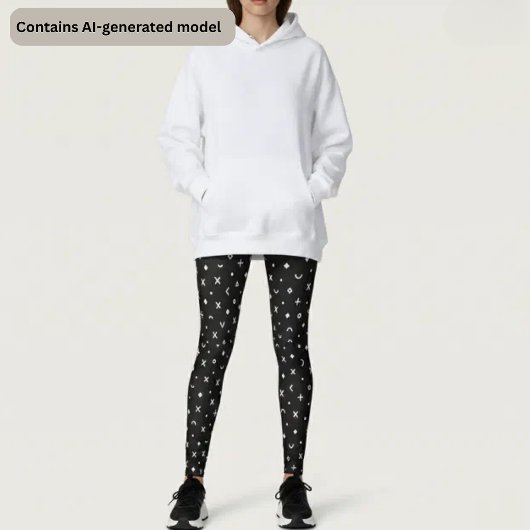 Zwart geometrisch patroon leggings