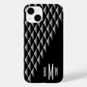 Zwart Geometrisch Patroon Monogrammen Case-Mate iPhone Case (Achterkant)