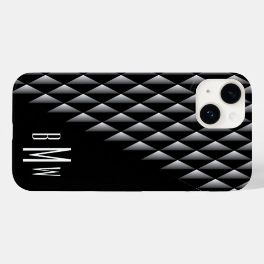 Zwart Geometrisch Patroon Monogrammen Case-Mate iPhone Case (Achterkant (horizontaal))
