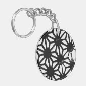 Zwart geometrisch patroon sleutelhanger (Voorkant Links)