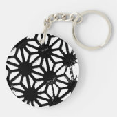 Zwart geometrisch patroon sleutelhanger (Achterkant)