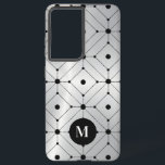 Zwart geometrisch patroon zilvervormige metalen ac samsung galaxy hoesje<br><div class="desc">Een elegant afbeelding met een metalen zilverachtergrond met een zwart geometrisch patroon. Facultatief monogram.</div>
