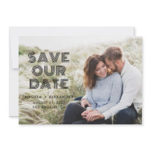 Zwart Geometrisch Retro Foto Bruiloft