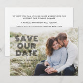 Zwart Geometrisch Retro Foto Bruiloft Save The Date (Voorkant / Achterkant)