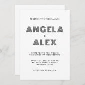 Zwart Geometrisch Retro Namen Bruiloft Kaart (Voorkant / Achterkant)