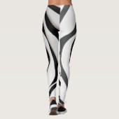 Zwart geometrisch spiraalvormig ontwerp op witte a leggings (Achterkant)