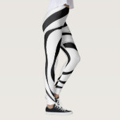 Zwart geometrisch spiraalvormig ontwerp op witte a leggings (Rechts)