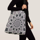 Zwart Geometrisch Spiral Fractal Mosaic Art Patroo Crossbody Tas (Dichtbij)