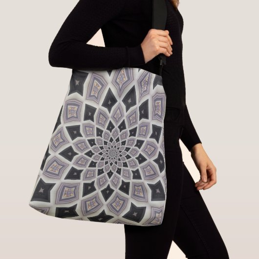 Zwart Geometrisch Spiral Fractal Mosaic Art Patroo Crossbody Tas (Dichtbij)