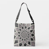 Zwart Geometrisch Spiral Fractal Mosaic Art Patroo Crossbody Tas (Achterkant)