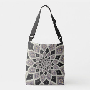 Zwart Geometrisch Spiral Fractal Mosaic Art Patroo Crossbody Tas