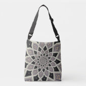 Zwart Geometrisch Spiral Fractal Mosaic Art Patroo Crossbody Tas (Voorkant)