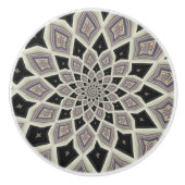 Zwart Geometrisch Spiral Fractal Mosaic Art Patroo Keramische Knop (Voorkant)