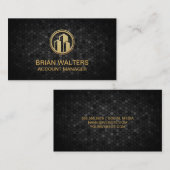 Zwart Geometrisch tegelwerk | Gold Building Icon Afsprakenkaartje (Voorkant / Achterkant)