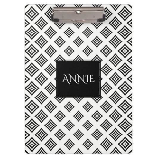 Zwart geometrisch vormenpatroon klembord (Voorkant)