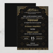 Zwart Geometrische achtergrond Moslim Bruiloft Uit Kaart (Voorkant / Achterkant)