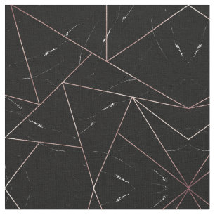 Zwart Geometrische Marmeren Driehoeken Gouden Omtr Stof