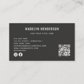 Zwart Geometrische Modern Bold Abstracte QR-code Visitekaartje (Achterkant)