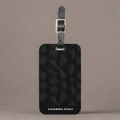 Zwart geometrische textuur monogram naam reizen bagagelabel