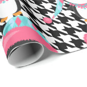 Zwart gepelde roze pinguïn-omslagpapier cadeaupapier (Rol Hoek)