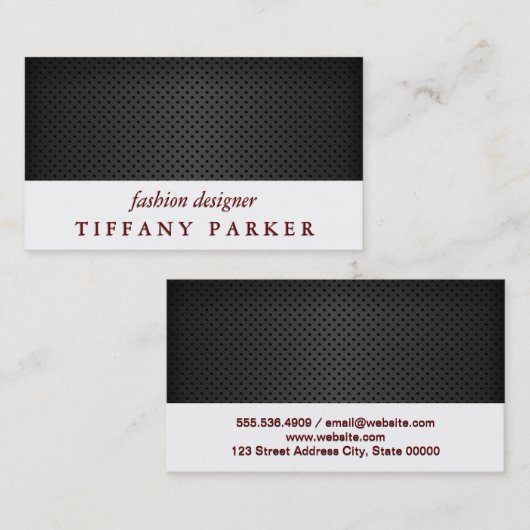 Zwart geperforeerd vlees | Witte band Visitekaartje (Voorkant / Achterkant)