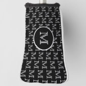 Zwart gepersonaliseerd aangepast monogram patroon golfheadcover (Draai 90)