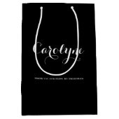 Zwart Gepersonaliseerd Bruidsmeisje Vrijgezellenfe Medium Cadeauzakje (Voorkant)