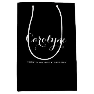 Zwart Gepersonaliseerd Bruidsmeisje Vrijgezellenfe Medium Cadeauzakje