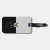 Zwart Gepersonaliseerd Golfer Monogram Bagagelabel (Achterkant horizontaal)
