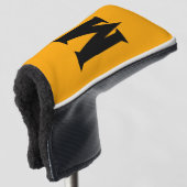 Zwart gepersonaliseerd Initiaal Letter | mandarijn Golfheadcover (3/4 voorkant)